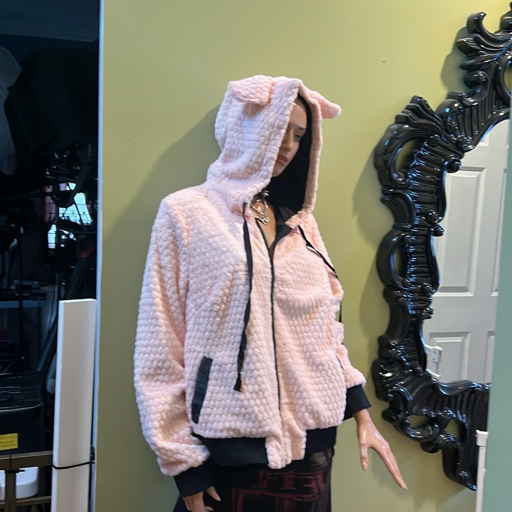 MAKE ME PURR PINK JACKET XL baby pink Cat ear Jacket nwt Jawbreaker
